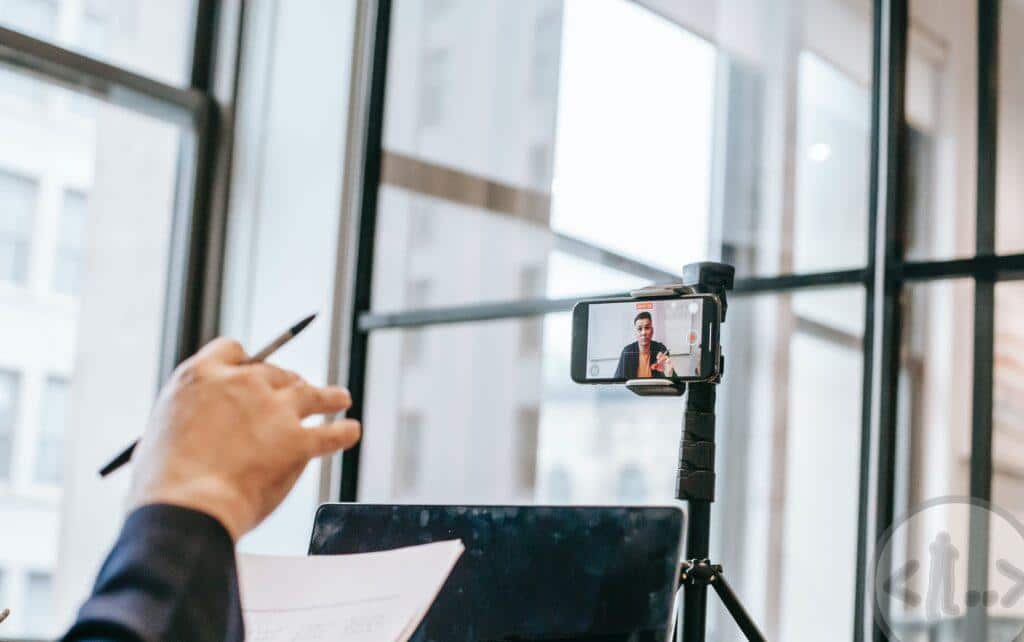 photo of person teaching on camera