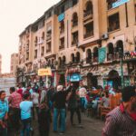 crowd on street market in old city